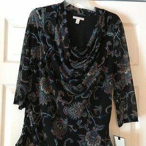 Dana Buchman Cowl 3/4 Sleeve Top